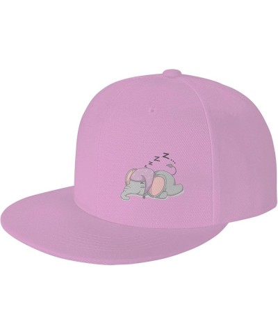 Cute Cartoon Elephant Sleeping Snapback Hat Baseball Cap for Men Women Hip Hop Style Flat-Brimmed Hats Pink $11.55 Baseball Caps