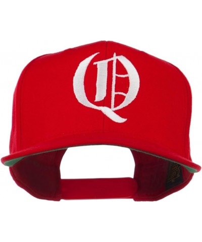 Old English Q Embroidered Flat Bill Cap Red $19.97 Baseball Caps