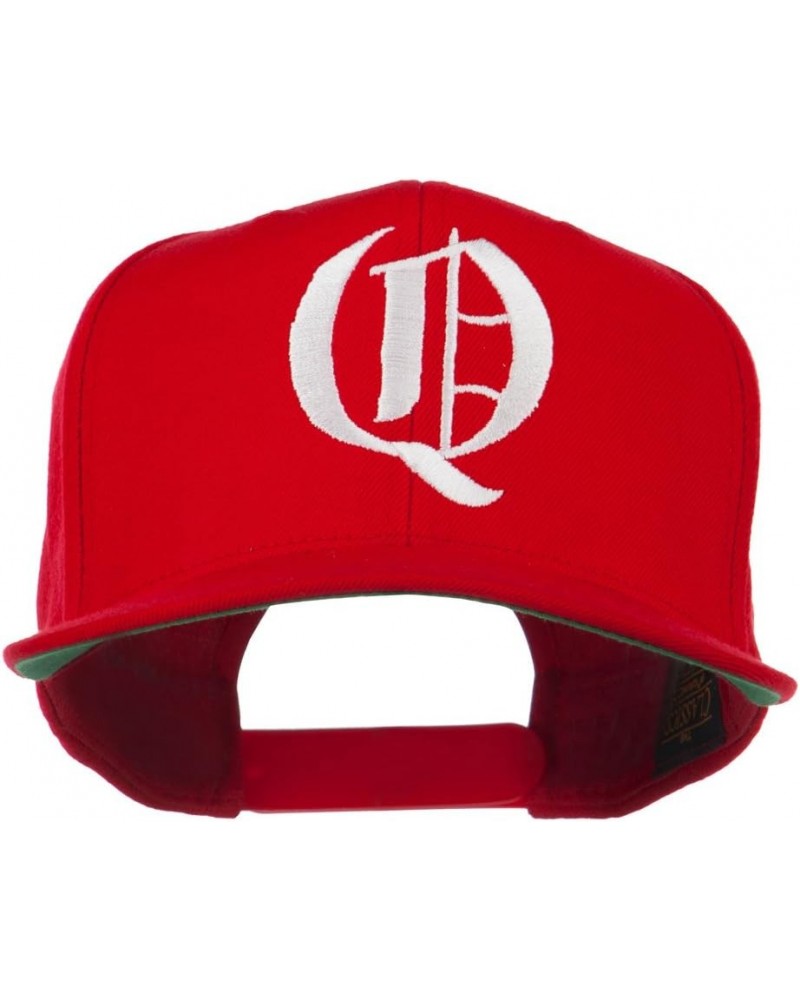 Old English Q Embroidered Flat Bill Cap Red $19.97 Baseball Caps