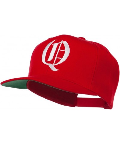 Old English Q Embroidered Flat Bill Cap Red $19.97 Baseball Caps