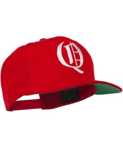 Old English Q Embroidered Flat Bill Cap Red $19.97 Baseball Caps