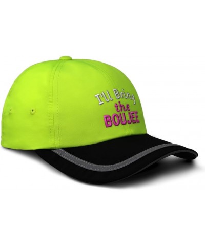 Reflective Running Hat I'll Bring The Boujee Polyester Soft Neon Hunting Baseball Cap Neon Yellow Black $13.34 Baseball Caps