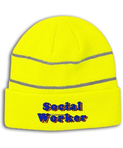 Custom Reflective Beanie Social Worker High Visibility Running Gear Skull Cap for Men & Women 1 Size Neon Yellow Design Only ...