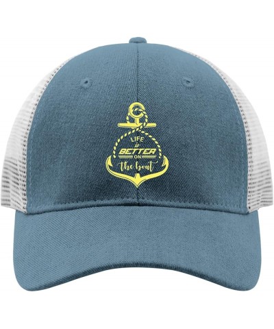 Life is Better On The Boat Golf Hat Women Hats AllBlack Sun Hat Men Gifts for Grandpa Golf Hats Skyblue $10.81 Baseball Caps