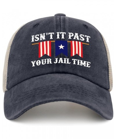 Isn't It Past Your Jail Time Trucker Hat Men Trendy Mesh Hats for Fall Navy Blue $10.77 Baseball Caps