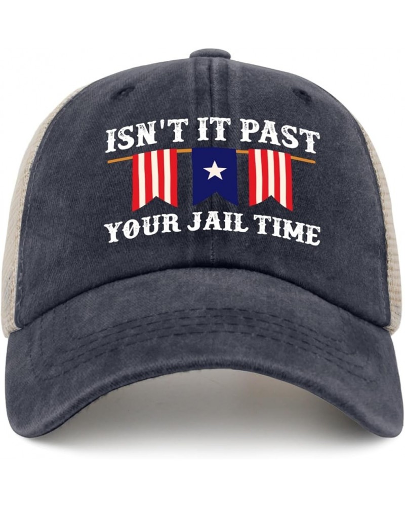 Isn't It Past Your Jail Time Trucker Hat Men Trendy Mesh Hats for Fall Navy Blue $10.77 Baseball Caps