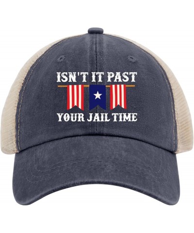 Isn't It Past Your Jail Time Trucker Hat Men Trendy Mesh Hats for Fall Navy Blue $10.77 Baseball Caps