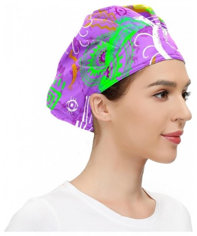 Adjustable Working Caps, Elastic Bandage Tie Back Hats, Cover Hair Bouffant Hats with Sweatband 89 Ethnic Image $9.99 Balaclavas