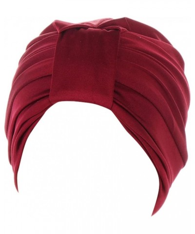 Hair Wrap for Women Pleated Stretch Ruffle Hat Head Cover Chemo Head Wraps Vintage Headwrap Hats B-wine $7.60 Skullies & Beanies