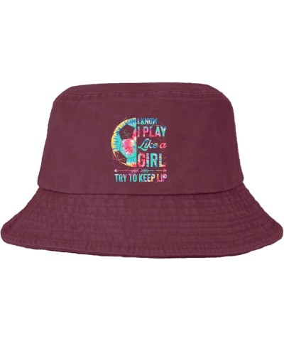 I Know I Play Like A Girl Try to Keep Up00 Bucket Hats Bucket Hat Funny Mens Hat for Beach Accessories for Vacation Deep Rose...