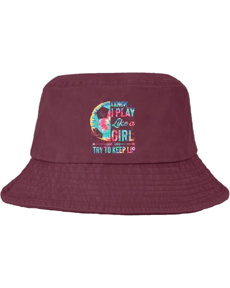 I Know I Play Like A Girl Try to Keep Up00 Bucket Hats Bucket Hat Funny Mens Hat for Beach Accessories for Vacation Deep Rose...