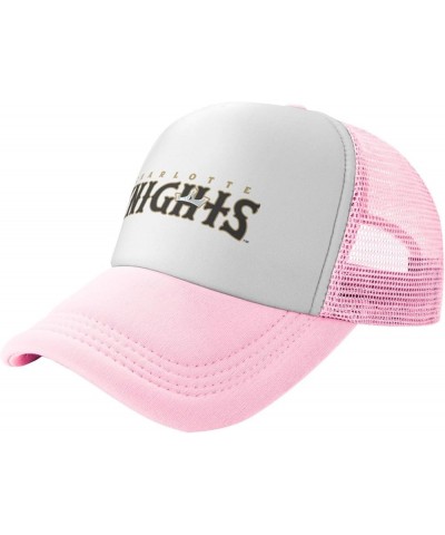 Charlotte Knights Logo Trucker Hats for Both Men and Women - Mesh Baseball Snapback Hats Pink $11.33 Baseball Caps