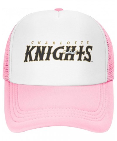 Charlotte Knights Logo Trucker Hats for Both Men and Women - Mesh Baseball Snapback Hats Pink $11.33 Baseball Caps