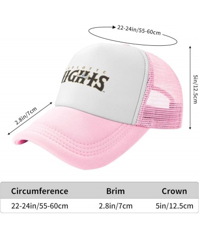 Charlotte Knights Logo Trucker Hats for Both Men and Women - Mesh Baseball Snapback Hats Pink $11.33 Baseball Caps