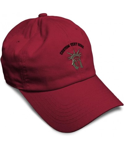 Custom Soft Baseball Cap Statue of Liberty Face Embroidery Statue Twill Cotton Dad Hats for Men & Women Burgundy Personalized...