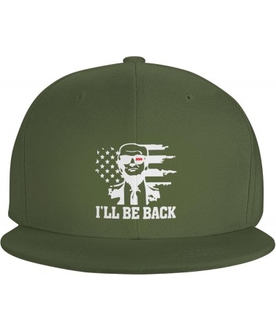 He Will Be Back Trump 2024 Brim High Top Black Baseball Cap Adjustable Dad Hats for Sport Travel Moss Green $11.61 Baseball Caps