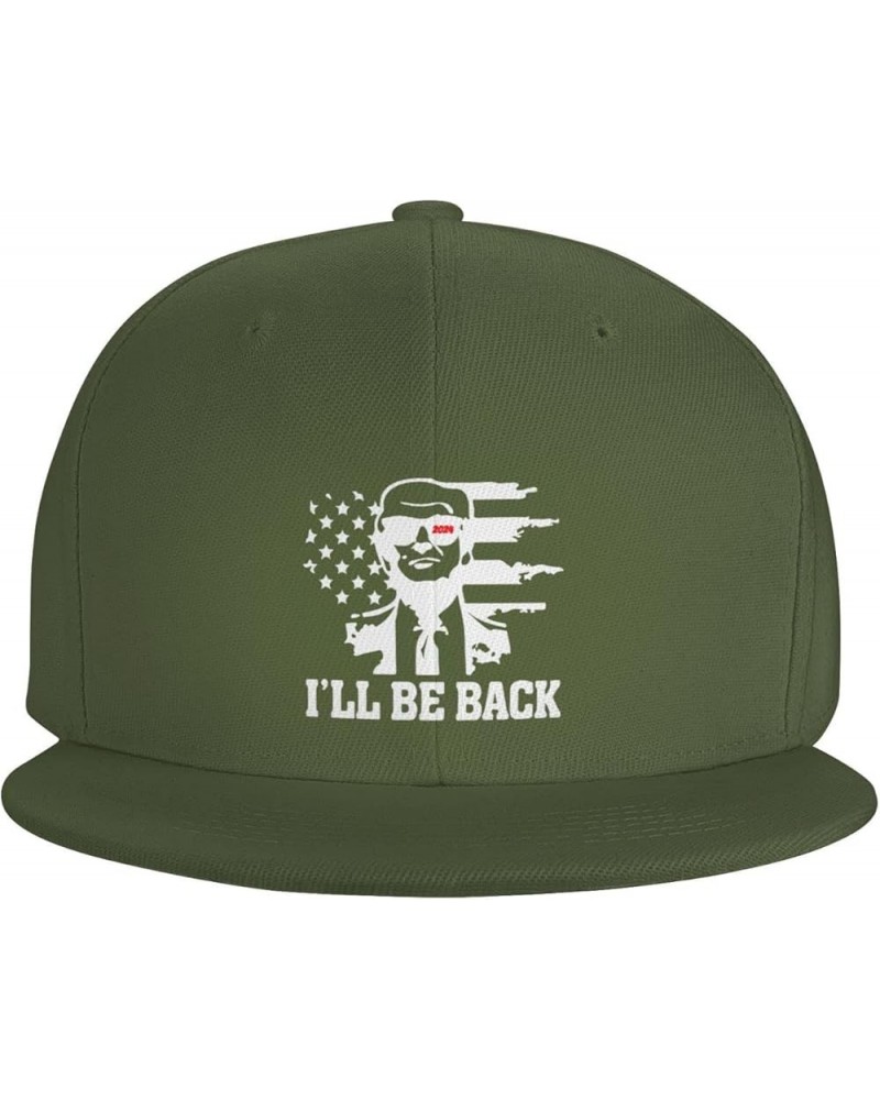 He Will Be Back Trump 2024 Brim High Top Black Baseball Cap Adjustable Dad Hats for Sport Travel Moss Green $11.61 Baseball Caps