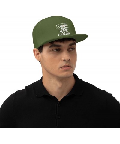 He Will Be Back Trump 2024 Brim High Top Black Baseball Cap Adjustable Dad Hats for Sport Travel Moss Green $11.61 Baseball Caps