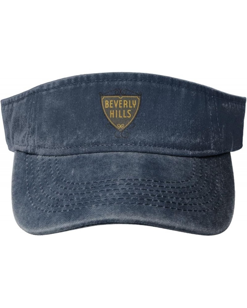 Shield of Beverly Hills, California Sun Visor Hats for Women Men Sun Hat Vintage Golf Hat Adjustable Baseball Cap Navy Blue $...