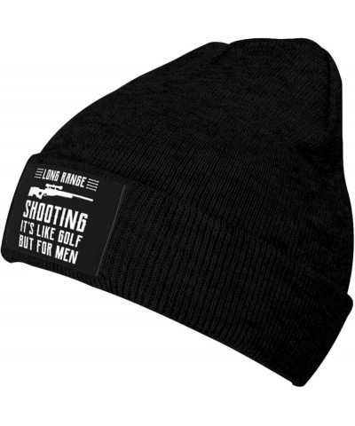 Long-Ranges Shooting It's Like Golf But for Men Hat Beanie Cuffed Skull Knit Cap Black Chemo Caps Cold Weather Hats Black $11...