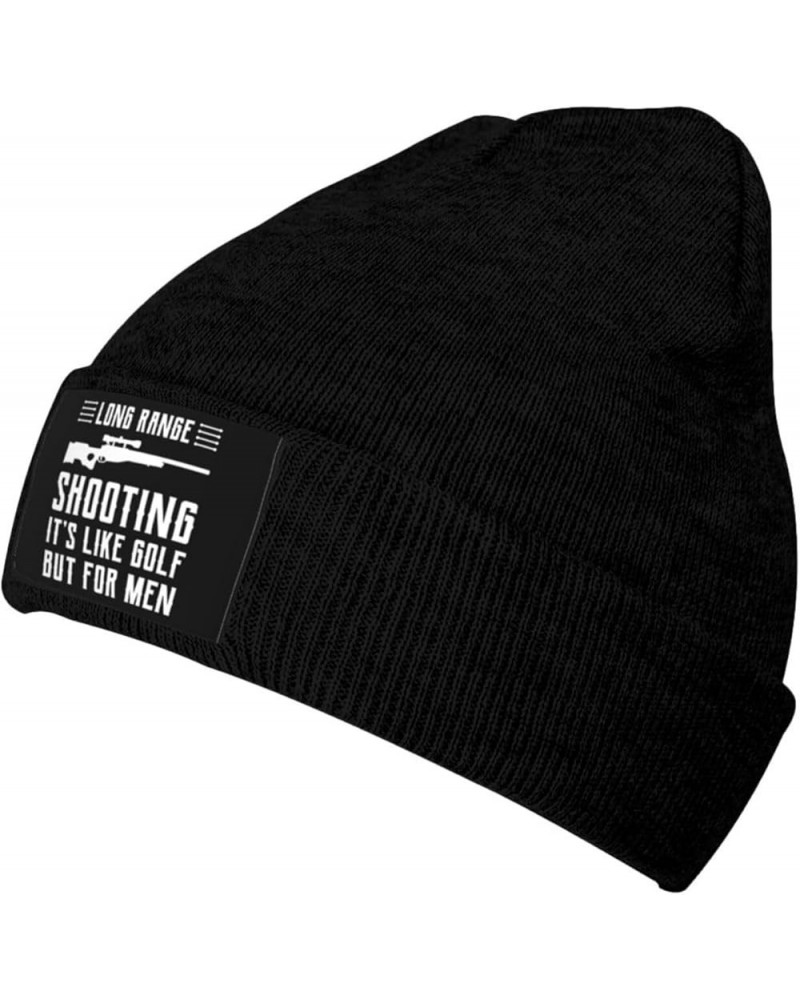 Long-Ranges Shooting It's Like Golf But for Men Hat Beanie Cuffed Skull Knit Cap Black Chemo Caps Cold Weather Hats Black $11...