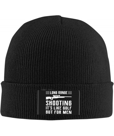 Long-Ranges Shooting It's Like Golf But for Men Hat Beanie Cuffed Skull Knit Cap Black Chemo Caps Cold Weather Hats Black $11...