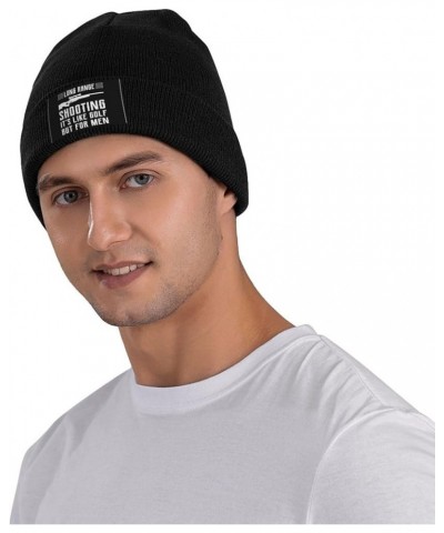 Long-Ranges Shooting It's Like Golf But for Men Hat Beanie Cuffed Skull Knit Cap Black Chemo Caps Cold Weather Hats Black $11...