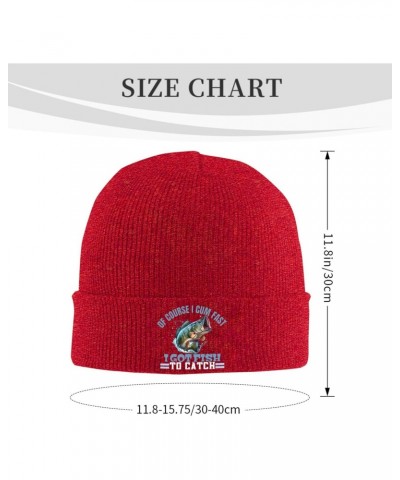 of Course I Cum Fast I Got Fish to Catch Beanie Hat Skull Knit Warm Cap Women Men Soft Stretch for Winter4 Red $13.21 Skullie...