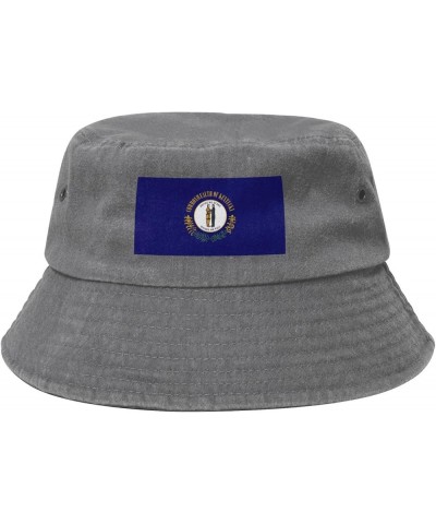 Flag of Kentucky Bucket Hat for Women Men Outdoor Sun Hat Summer Beach Travel Fishing Cap Gray $13.24 Bucket Hats