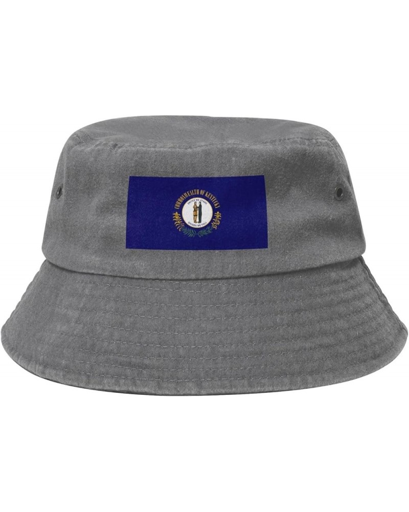 Flag of Kentucky Bucket Hat for Women Men Outdoor Sun Hat Summer Beach Travel Fishing Cap Gray $13.24 Bucket Hats