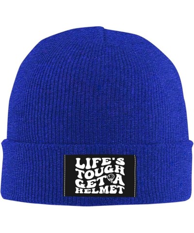 Life's Tough Get A Helmet Slouchy Beanie for Men Winter Hats for Women Skully Stocking Blue $12.36 Skullies & Beanies