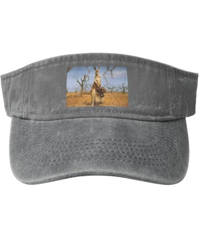 Cute Kangaroo and Hippo Sun Visor Hats for Women Men Sun Hat Cotton Golf Hat Vintage Baseball Cap Gray $14.04 Sun Hats