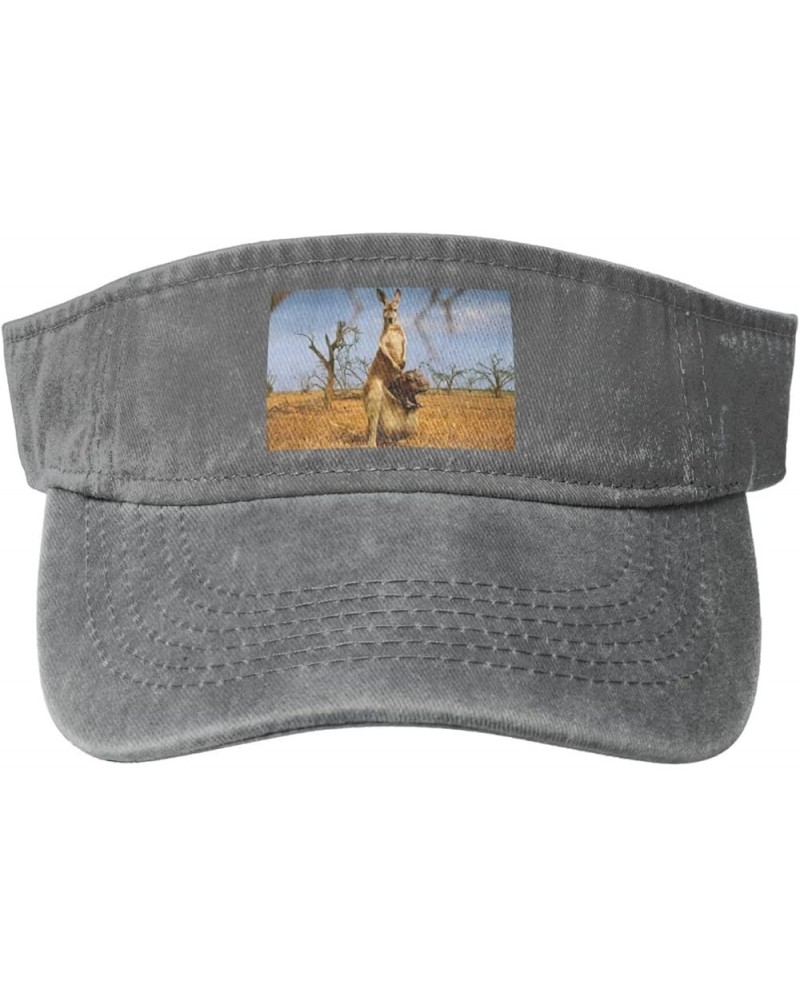 Cute Kangaroo and Hippo Sun Visor Hats for Women Men Sun Hat Cotton Golf Hat Vintage Baseball Cap Gray $14.04 Sun Hats