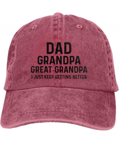 Funny Hat Dad Grandpa Great Grandpa I Just Keep Getting Hat for Women Dad Hat with Design Hat Red-3 $9.01 Baseball Caps