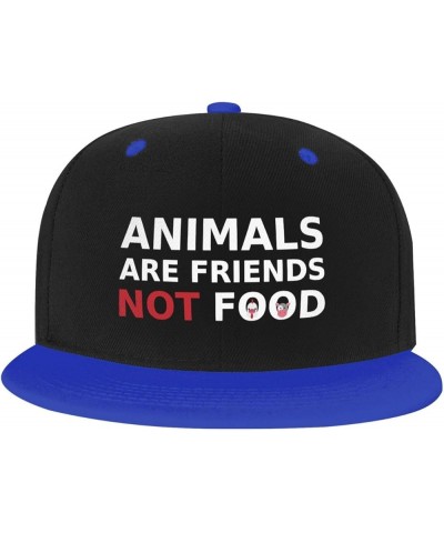 Animals are Friends Not Food Vegan Flat Bill Hats Adjustable Snapback Baseball Cap Funny Gift Men Women Blue $10.39 Baseball ...