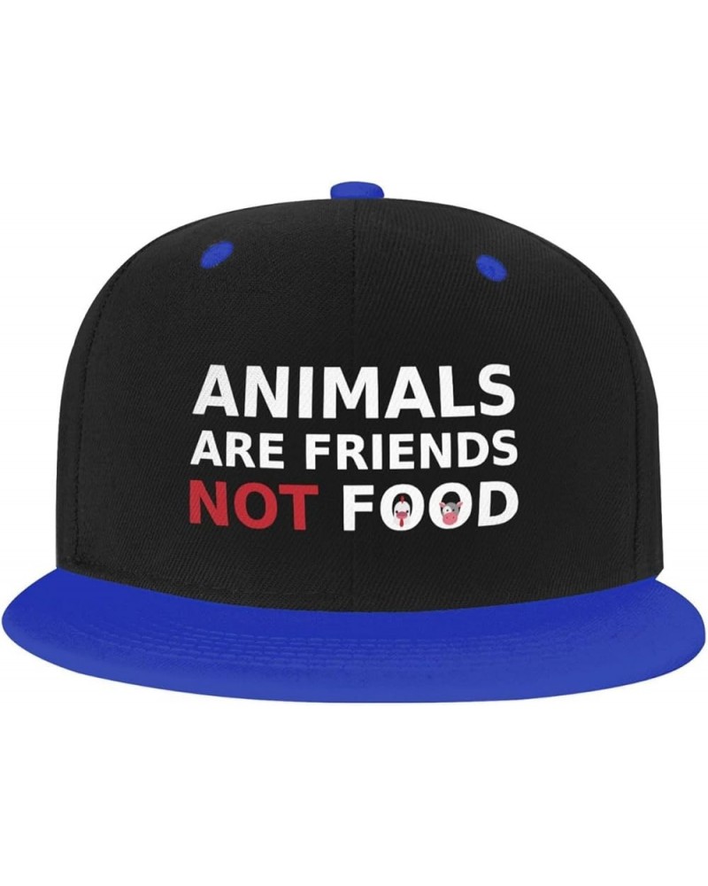 Animals are Friends Not Food Vegan Flat Bill Hats Adjustable Snapback Baseball Cap Funny Gift Men Women Blue $10.39 Baseball ...