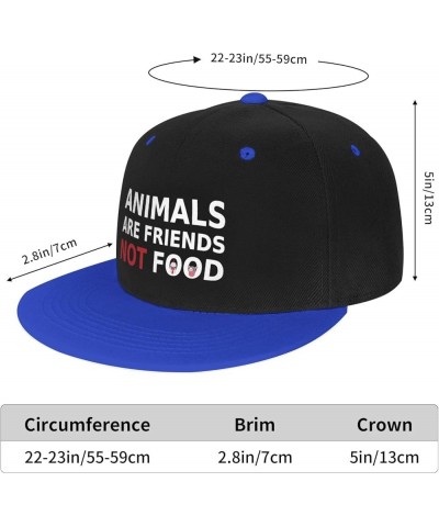 Animals are Friends Not Food Vegan Flat Bill Hats Adjustable Snapback Baseball Cap Funny Gift Men Women Blue $10.39 Baseball ...