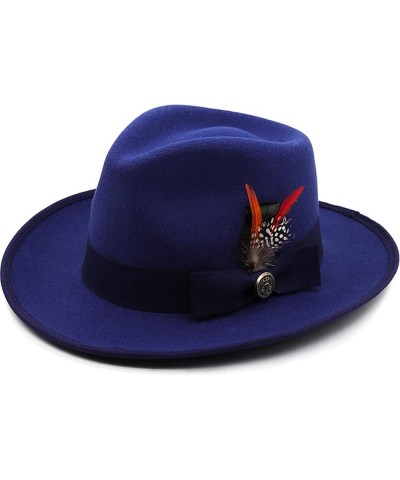 Womens Fedora Hat Wide Brim Felt Hat with Feather Band Panama Hat Gentleman Elegant Lady Church Jazz Caps Khaki $19.32 Fedoras