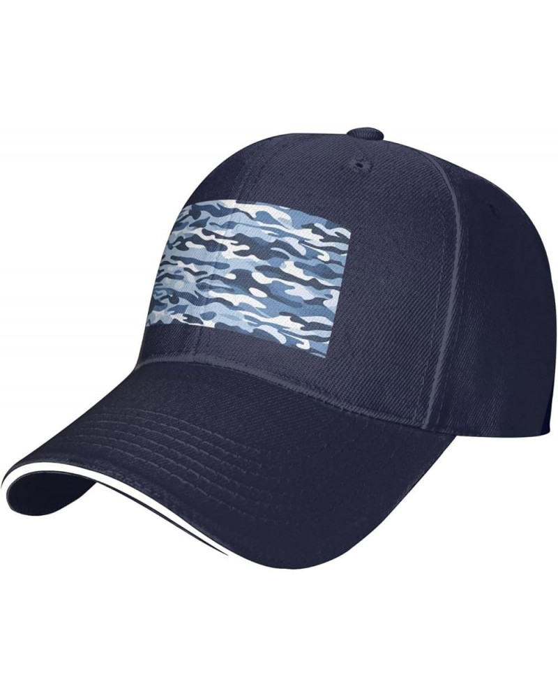 Blue Camo Picture Casual General Baseball Cap Black : Comfortable, Light Navy Blue $9.98 Baseball Caps