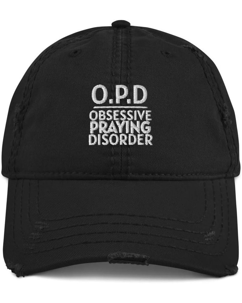 Obsessive Praying Disorder Distressed Dad Hat Baseball Cap Adjustable Prayer Christian Black $20.21 Baseball Caps