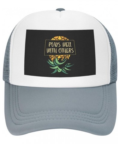 Plays Well with Others Upside Down Pineapple Swinger Mesh Cap Baseball Cap Sun Dad Trucker Hat Gray $12.97 Baseball Caps