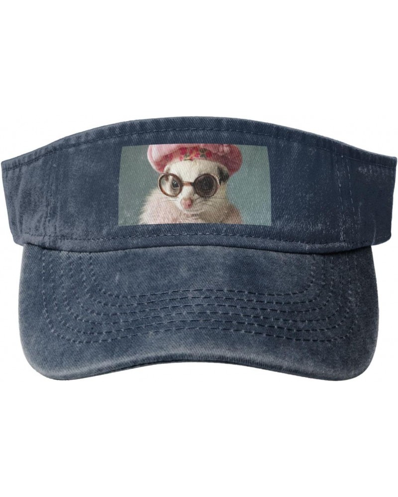 French Fashion Model Ferrets Print Washed Denim Open Top Hat for Outdoor Decoration,Suitable for Men,Women $14.09 Cowboy Hats