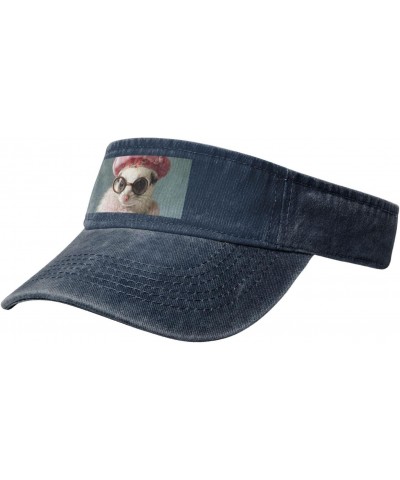 French Fashion Model Ferrets Print Washed Denim Open Top Hat for Outdoor Decoration,Suitable for Men,Women $14.09 Cowboy Hats