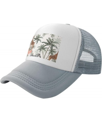 Tropical Rainforest Leaves Gray Mesh Baseball Cap Sun Visor Hat Womens Men,Sun Hats Sport Cap Trucker Hat Tropical Palm Trees...