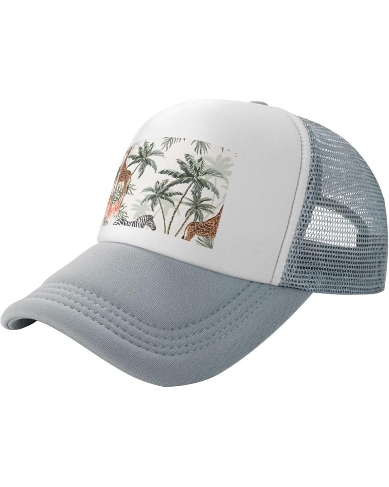 Tropical Rainforest Leaves Gray Mesh Baseball Cap Sun Visor Hat Womens Men,Sun Hats Sport Cap Trucker Hat Tropical Palm Trees...