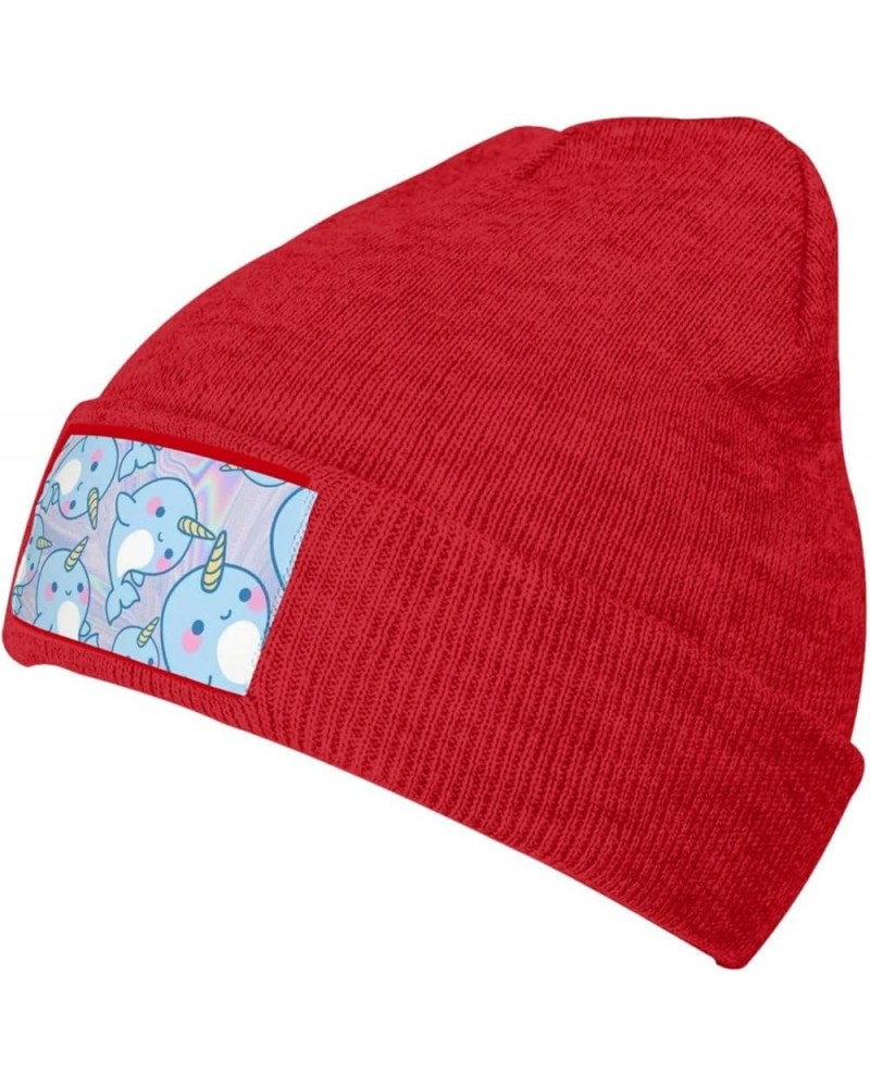 Cute Fish Print Knitted Hat Knit Cap Daily Knit Hat Men's Unisex Winter Beanie Hat Women Cap Warm Soft Caps Red $11.74 Skulli...