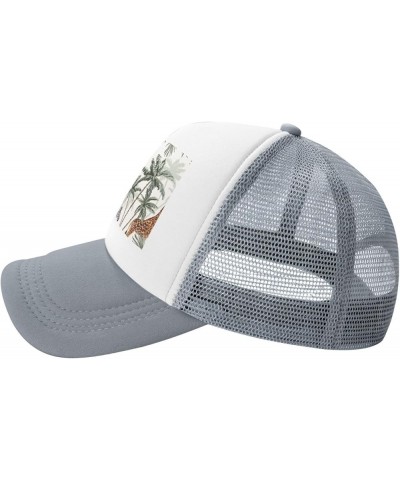 Tropical Rainforest Leaves Gray Mesh Baseball Cap Sun Visor Hat Womens Men,Sun Hats Sport Cap Trucker Hat Tropical Palm Trees...