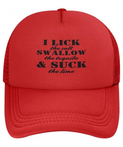 I Lick The Salt Swallow The Tequila The Lime Mesh Hat for Men Women Baseball Cap Trucker Hat Black Red $12.31 Baseball Caps