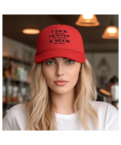 I Lick The Salt Swallow The Tequila The Lime Mesh Hat for Men Women Baseball Cap Trucker Hat Black Red $12.31 Baseball Caps