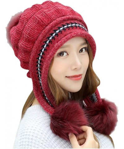 Fashion Womens Flower Knit Crochet Hat Winter Warm Cap Beret for Men French Red-b $13.93 Berets